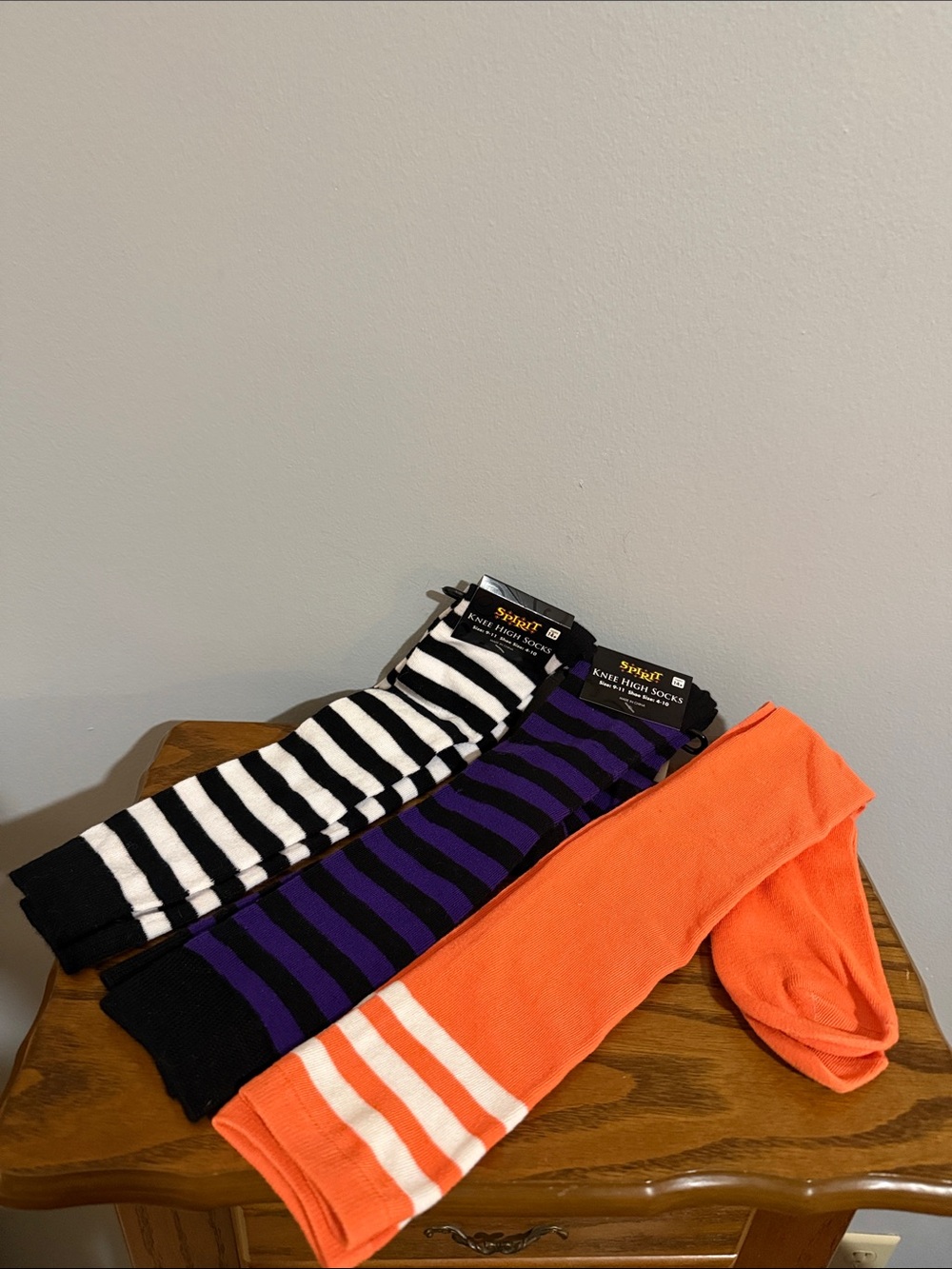 Spirit Knee-High Socks Trio - Black/White, Purple/Black, Orange